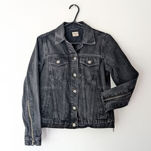 Gap 1969 Women's Black Jeans Jacket With Sides And Sleeves Zips ~ Size Small
